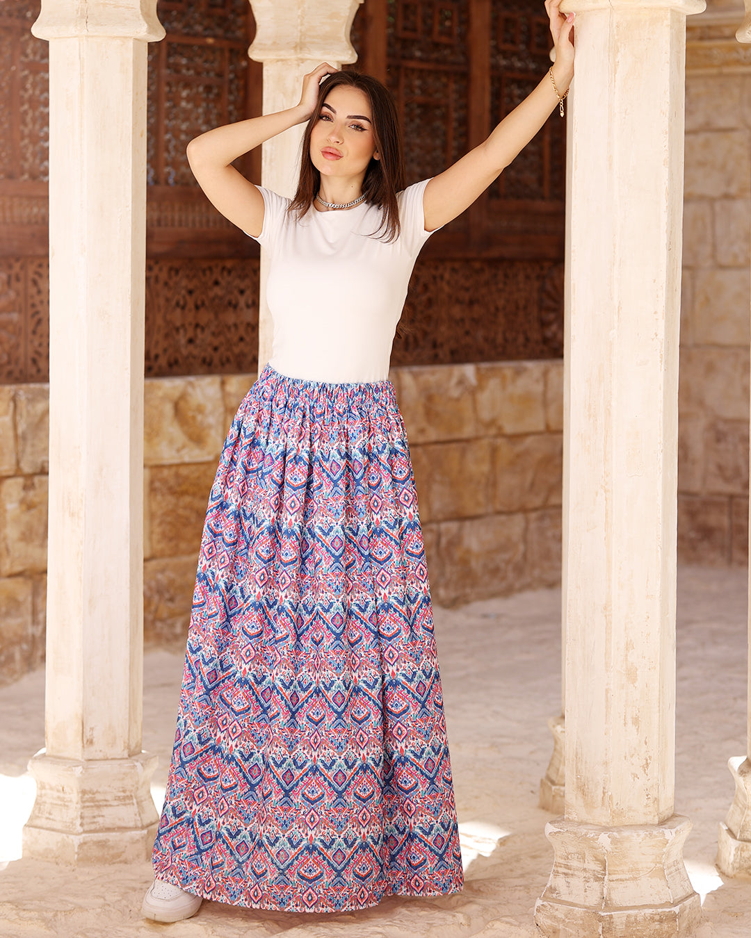 Colorful Printed Linen Skirt