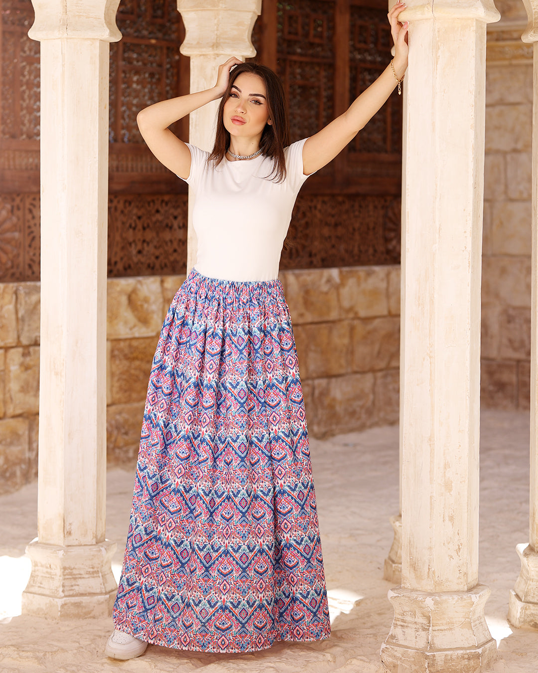 Colorful Printed Linen Skirt