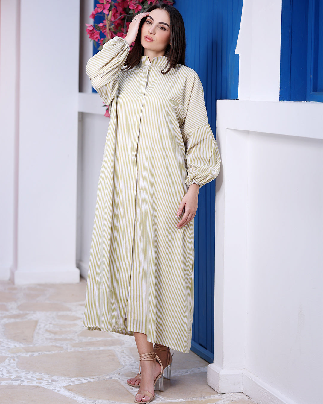 Light Green Stripe Pattern Dress