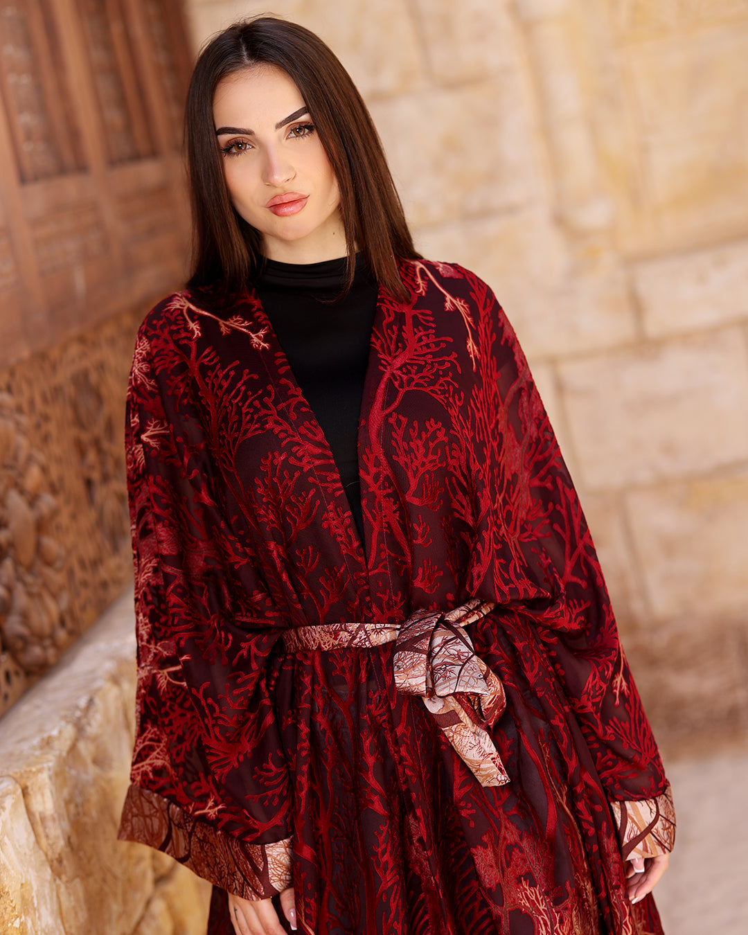 Burgundy Chiffon Cardigan