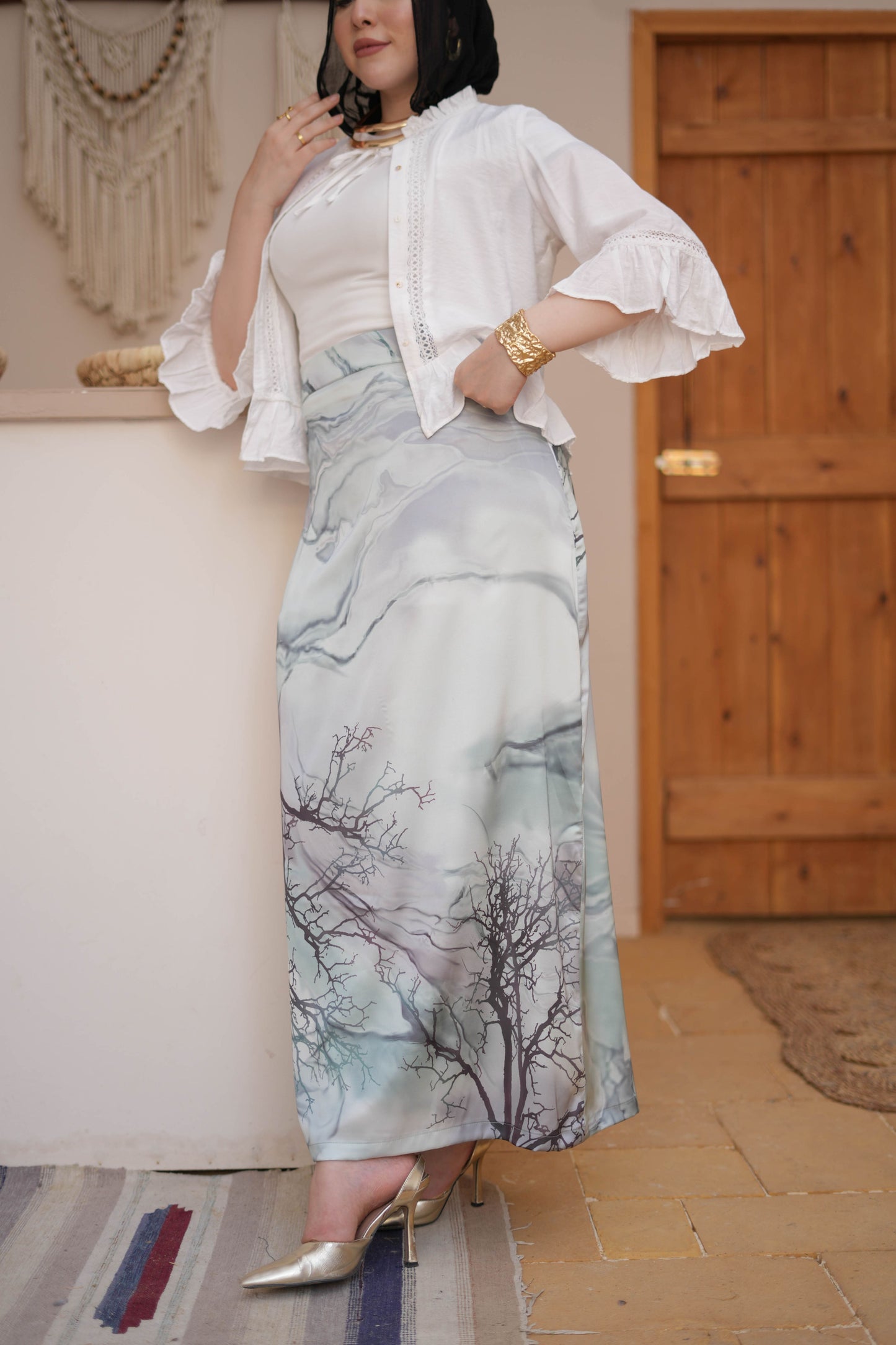 Satin Skirt-Mint Green