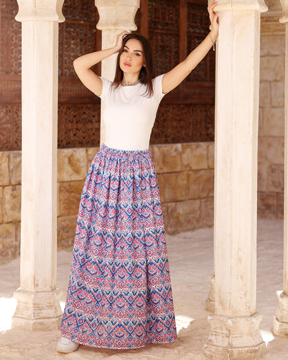Colorful Printed Linen Skirt