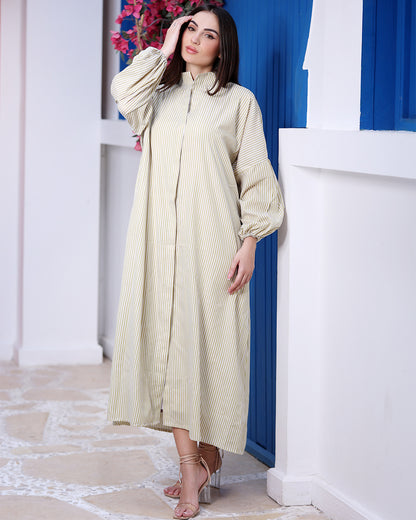 Light Green Stripe Pattern Dress