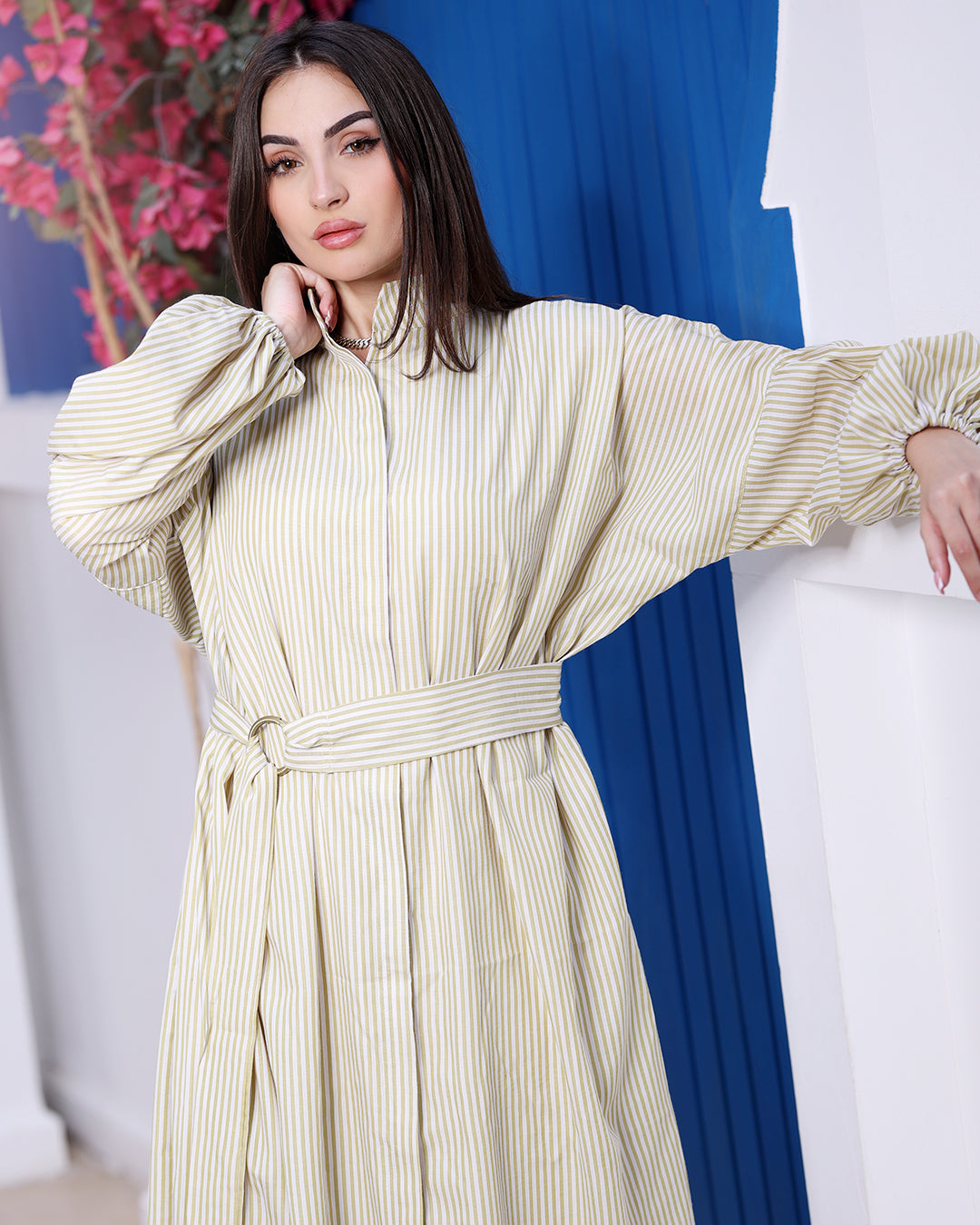 Light Green Stripe Pattern Dress