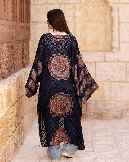 Navy Chiffon Cardigan