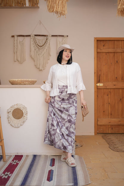 Maxi Satin Skirt-Brown