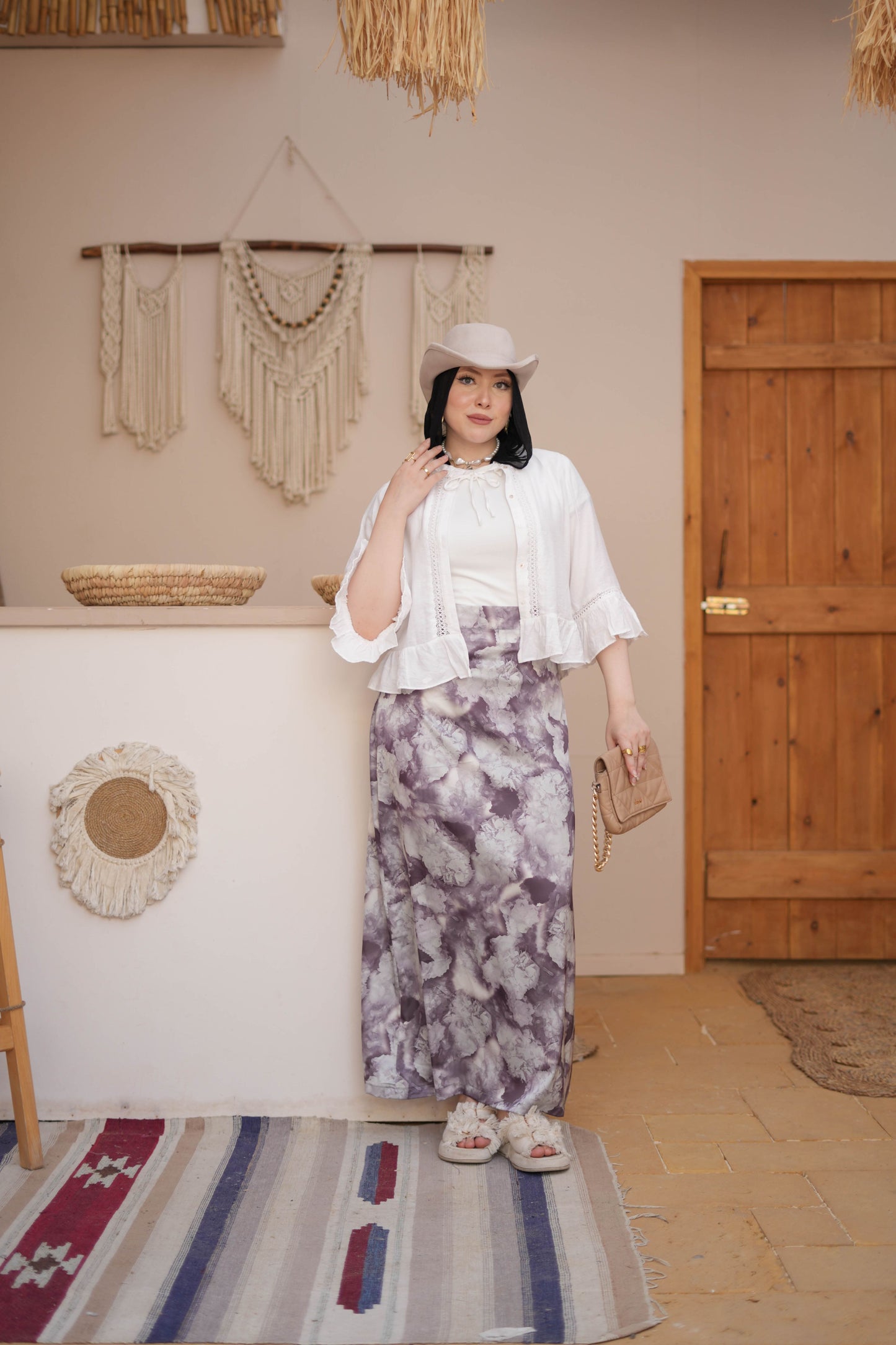 Maxi Satin Skirt-Brown