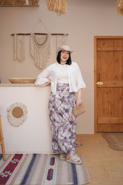 Maxi Satin Skirt-Brown